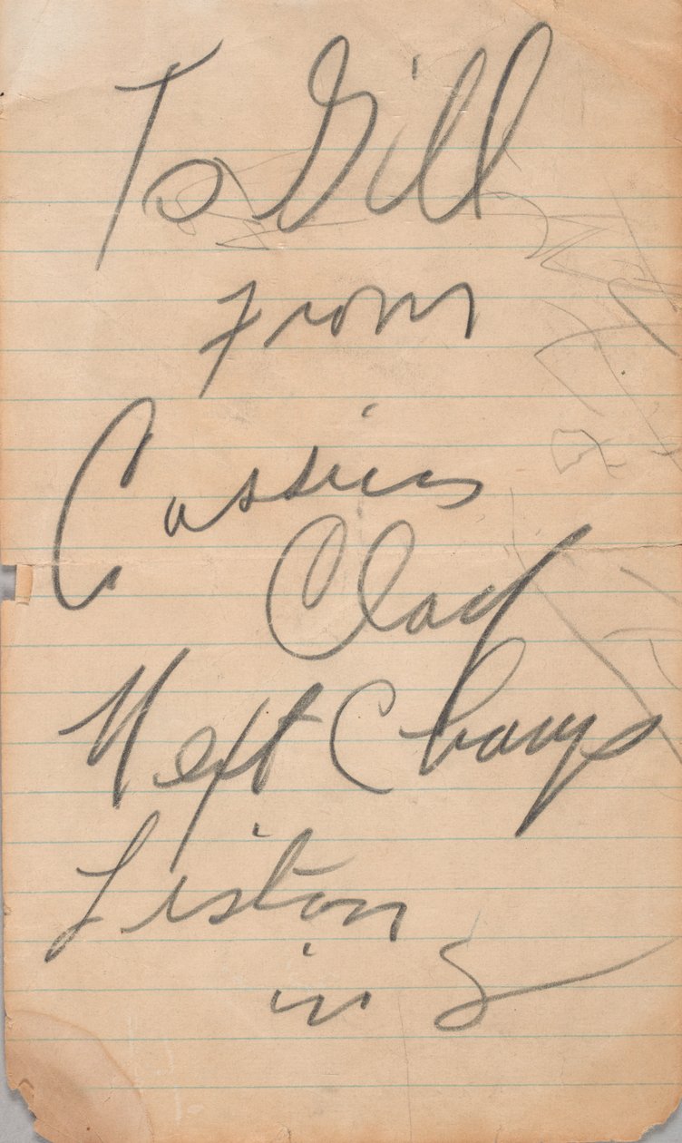 Autographe écrit par Cassius Clay - Muhammad Ali
