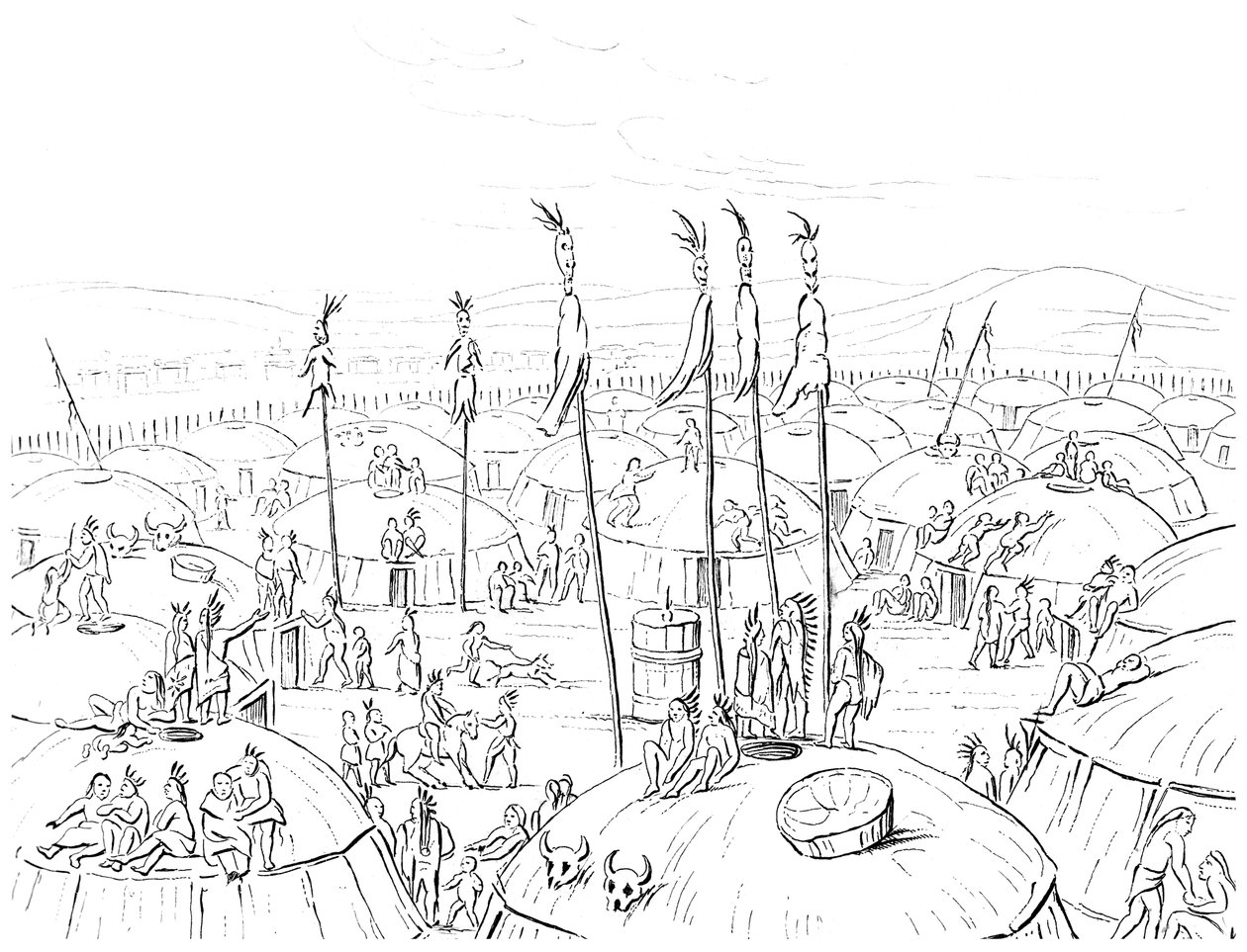 Village Mandan, Haut Missouri, Amérique, 1841 - Myers and Co