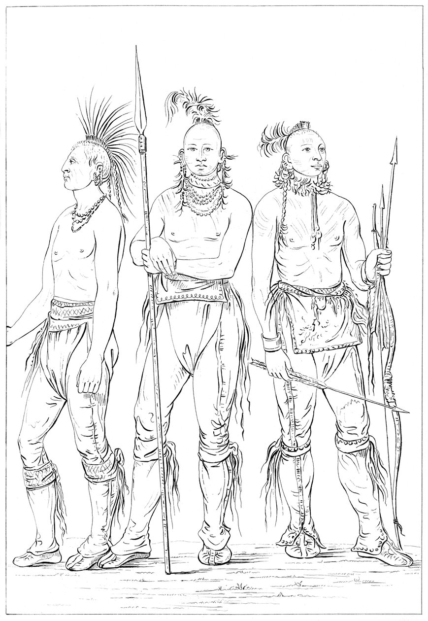 Trois braves Osage, 1841 - Myers and Co