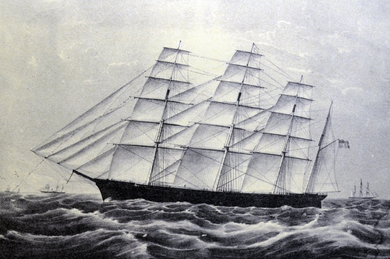 Illustration de Currier & Ives du 19ème siècle. Le clipper The Great Republic - N. and Ives, J.M. Currier