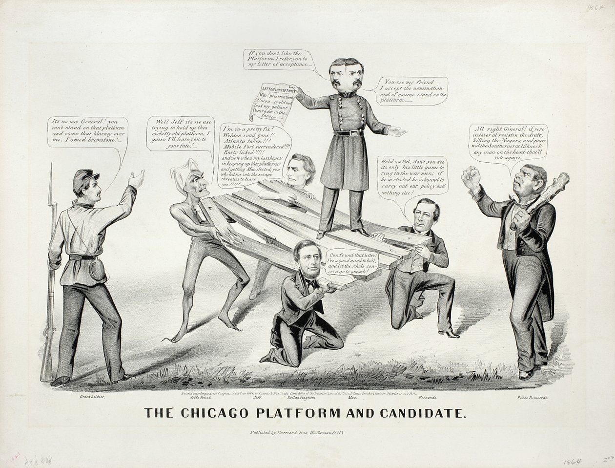 La plateforme et le candidat de Chicago, 1864 - N. and Ives, J.M. Currier