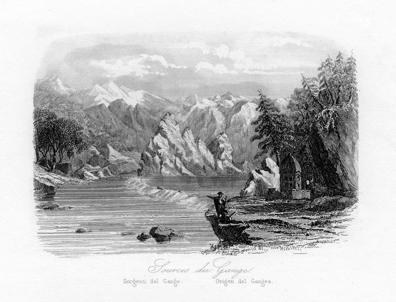 Source du Gange, Inde, vers 1840 - N. Remond