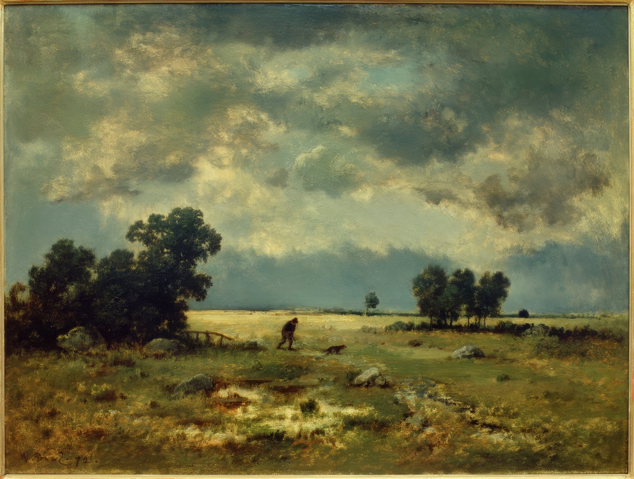 Paysage orageux (avec chasseur) - Narcisse Diaz de la Pena
