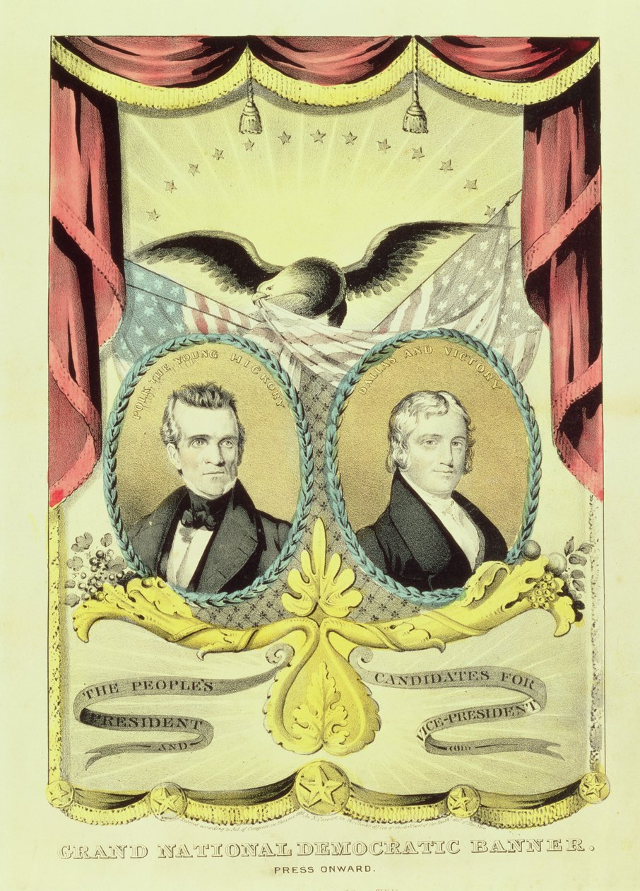 Affiche de la campagne nationale démocratique, 1844 - Nathaniel Currier