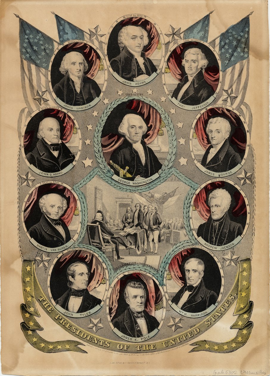 Les présidents des États-Unis, publié par N. Currier, New York, c.1844 - Nathaniel Currier