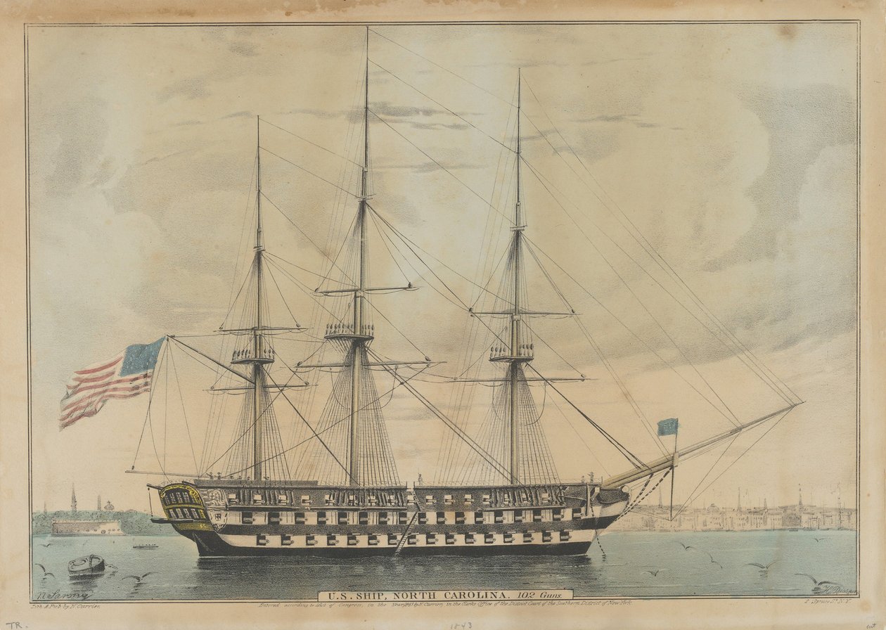 Navire américain North Carolina, 102 canons, 1843 - Nathaniel Currier