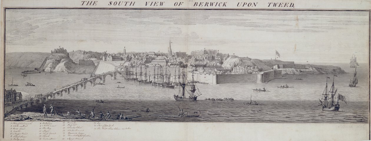 Vue sud de Berwick Upon Tweed, c.1743-45 - Nathaniel and Samuel Buck