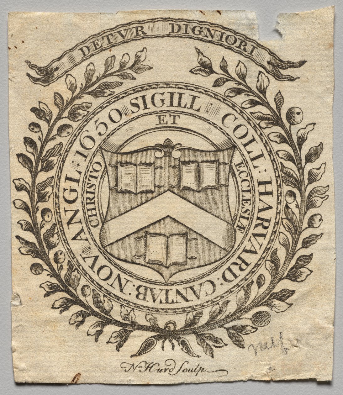 Ex-libris : Sceau du Collège de Harvard - Nathaniel Hurd