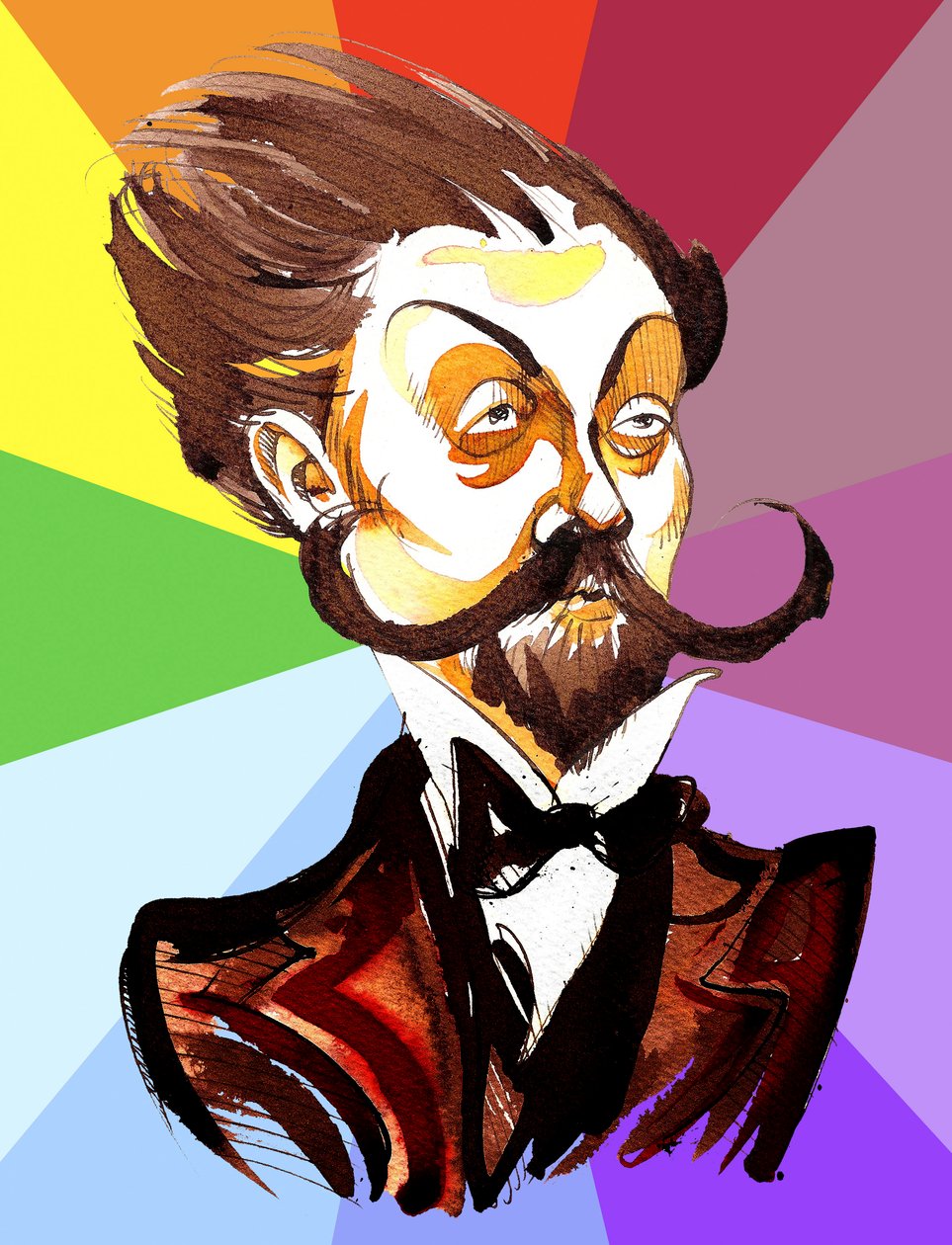 Alexander Scriabin (compositeur russe, 1872-1915) caricature en couleur - Neale Osborne