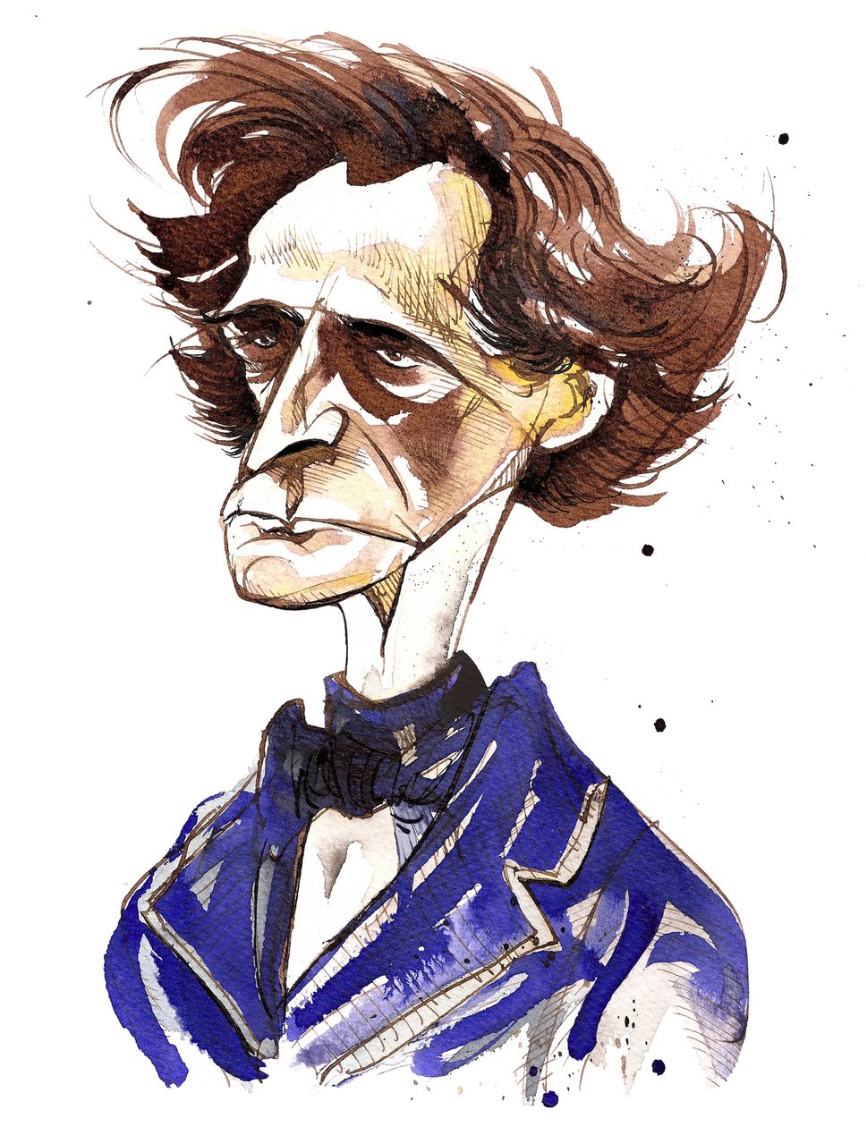 Hector Berlioz (compositeur français, 1803-69) caricature en couleur - Neale Osborne