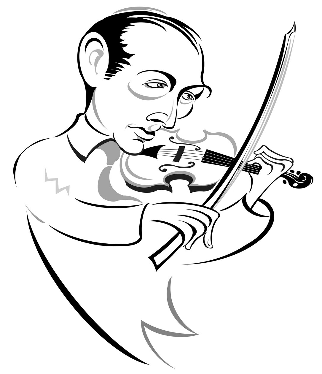 Joseph Szigeti - violoniste hongrois (1892-1973); caricature stylisée - Neale Osborne