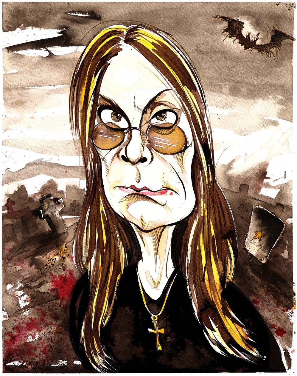 Ozzy Osbourne - caricature en couleur - Neale Osborne