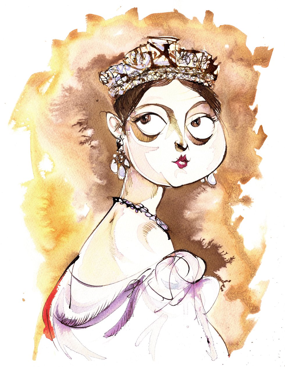 Reine Victoria de Grande-Bretagne, monarque anglais (1819-1901); caricature (d