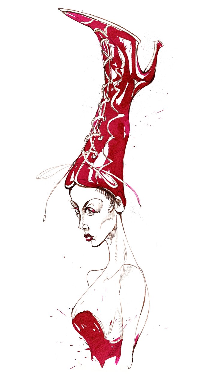 Chapeau haut de botte rouge : d
