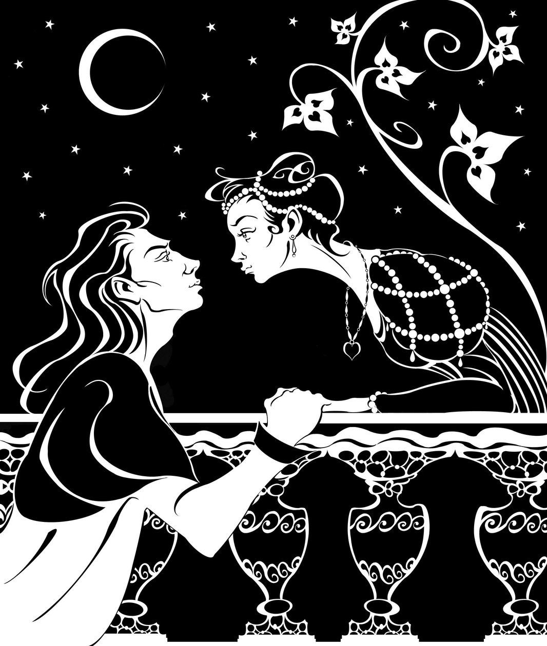 Roméo et Juliette - illustration de la scène du balcon de la pièce de William Shakespeare - Neale Osborne
