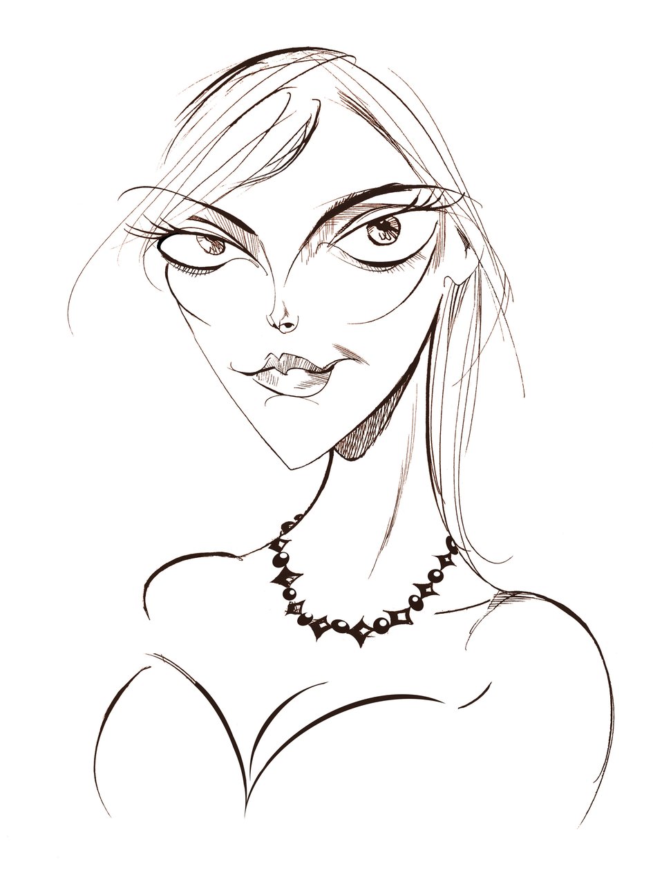 Sophie Dahl, auteure et mannequin anglaise, caricature en sépia, 2008 par Neale Osborne - Neale Osborne