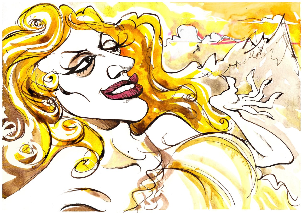Tatiana Troyanos - caricature en couleur en tant que Vénus, de l