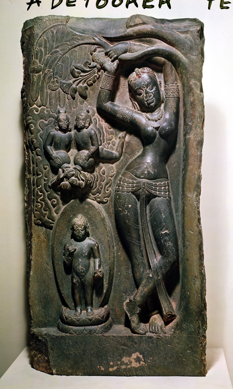 La reine Maya donnant naissance au futur Bouddha (calcaire) - Nepalese School