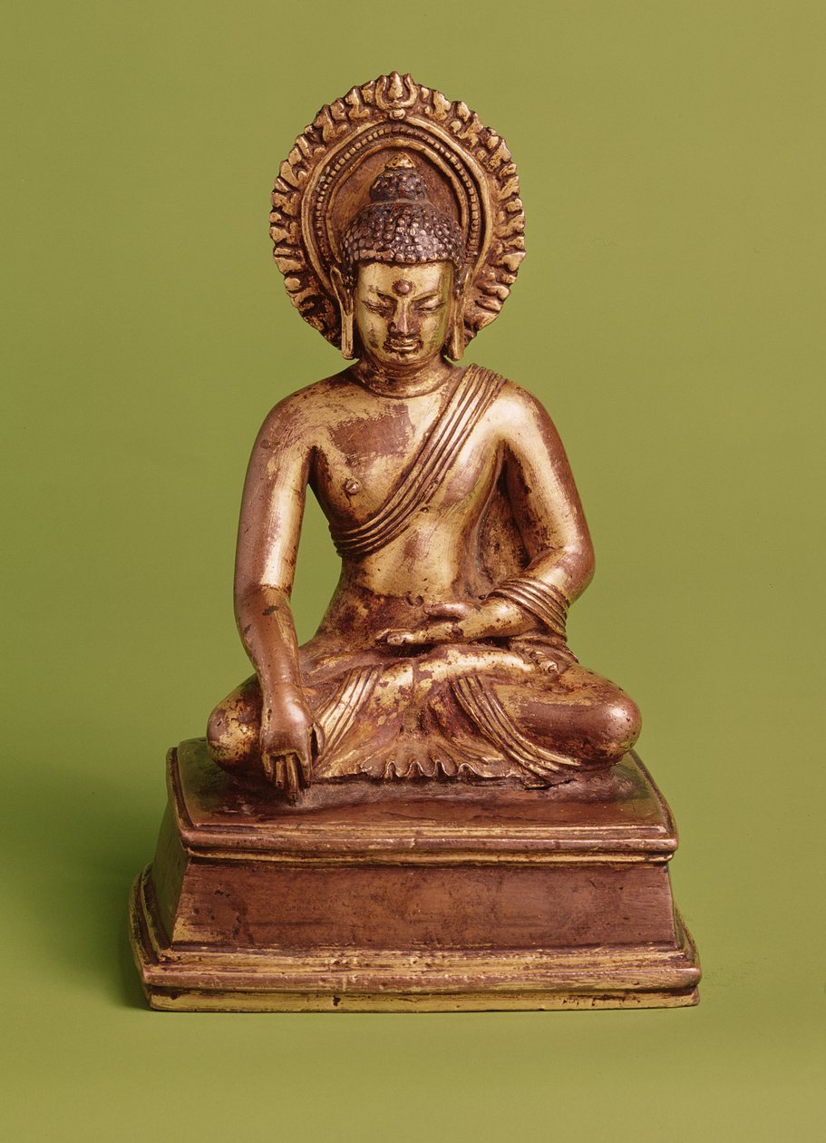 Bouddha assis (bronze doré) - Nepalese School