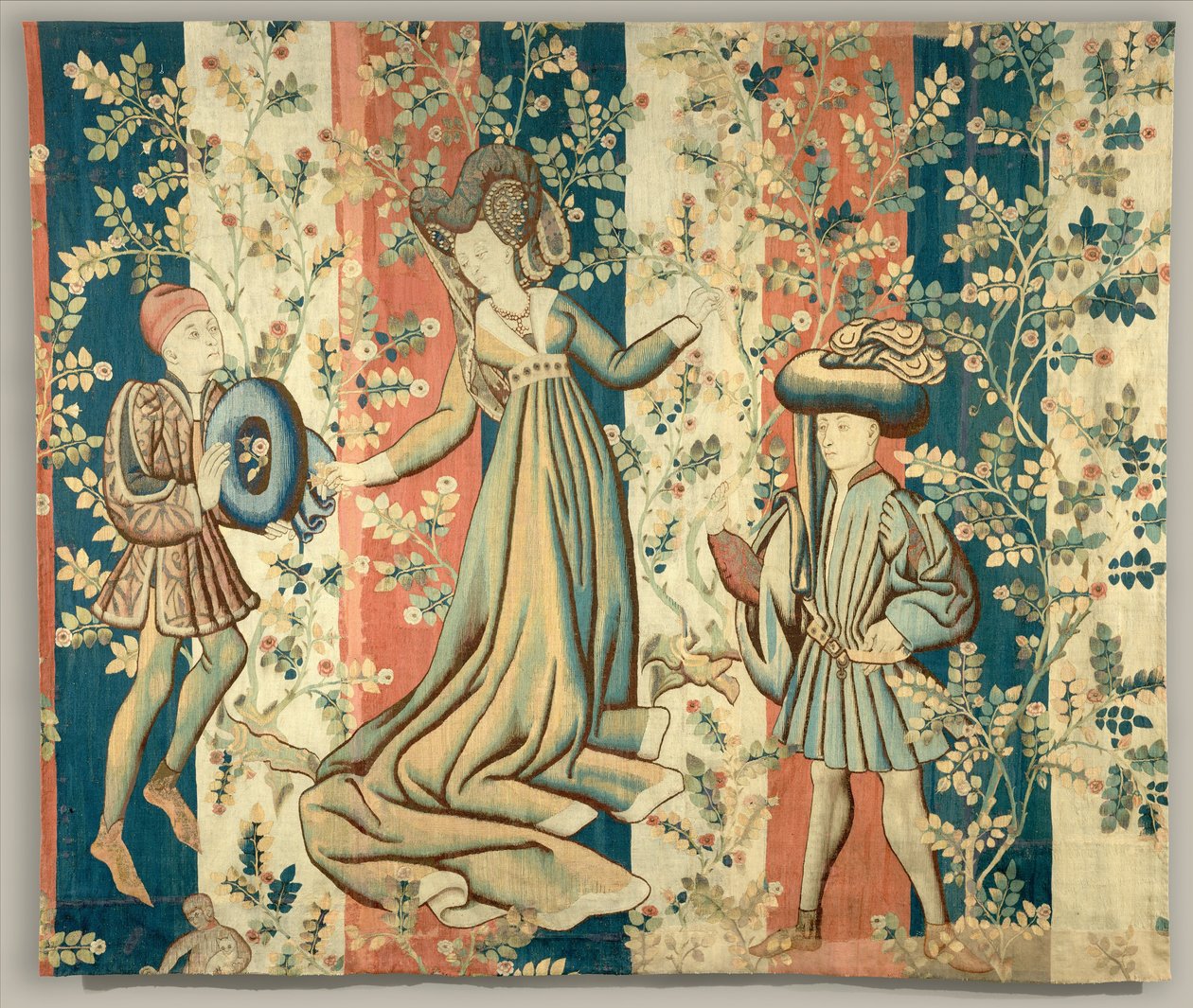 Courtisans dans un jardin de roses : Une dame et deux gentilshommes, vers 1440-1450 - Netherlandish School