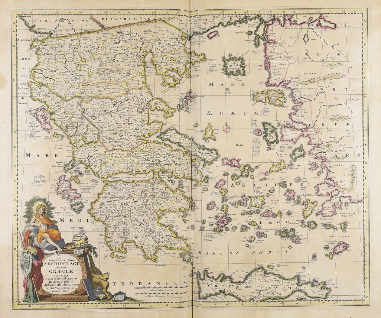 Exactissima totius archipelagi nec non Graeciae tabula in qua omnes subjacentes - Nicolaes Visscher