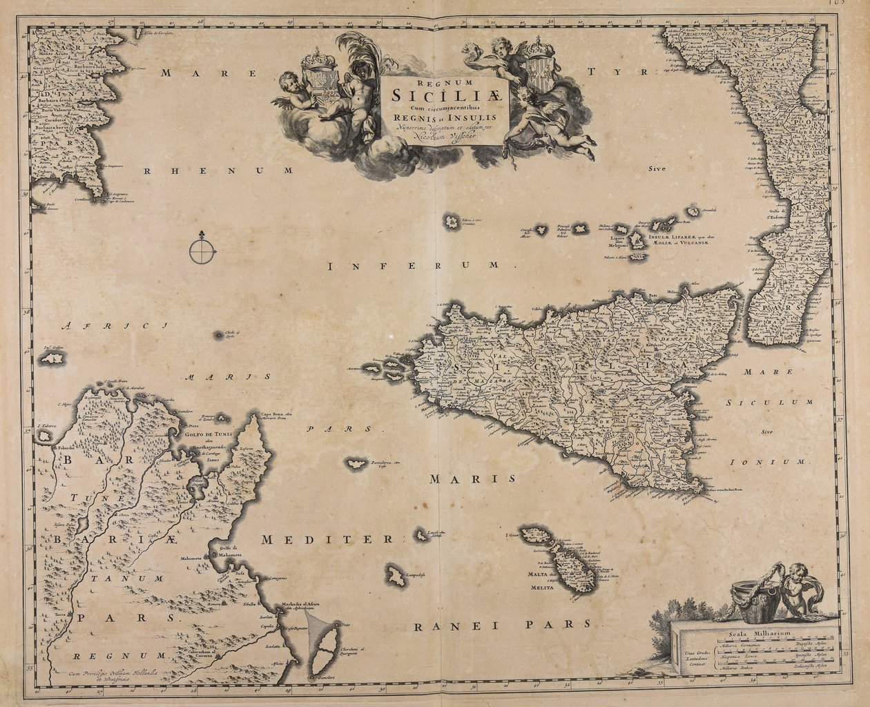 Regnum Siciliae cum circumjacentibus regnis et insulis - Nicolaes Visscher