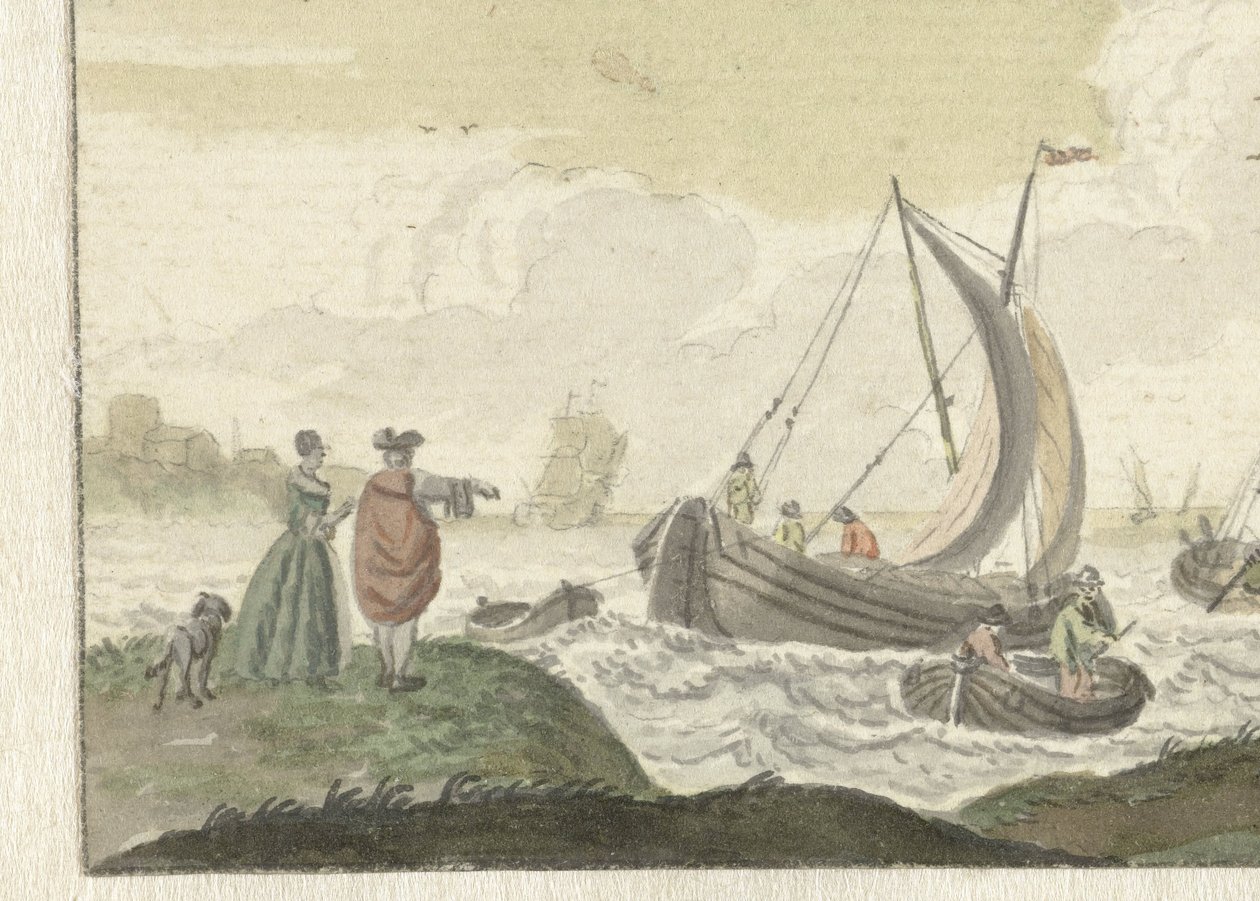 Navires sur une rivière venteuse - Nicolaes Aartman