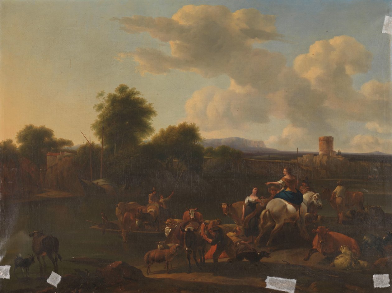 Le bac à bétail - Nicolaes Pietersz Berchem (copy after)