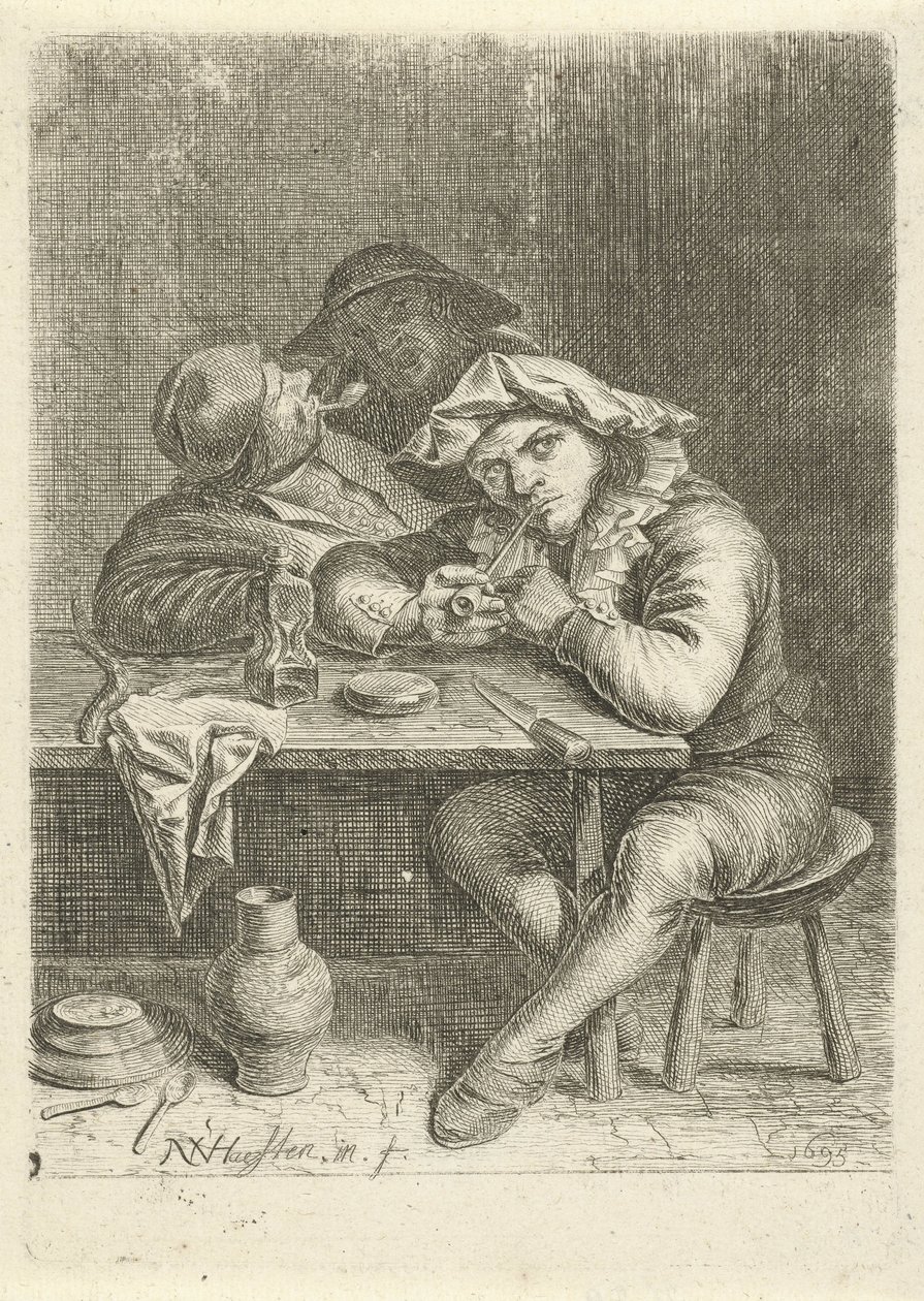 Deux fumeurs à une table - Nicolaes van Haeften