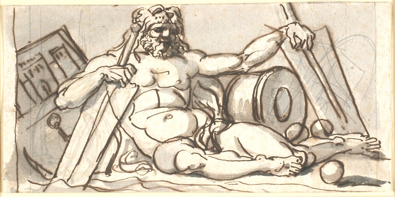 Un dieu marin nu couché avec des attributs - Nicolai Abildgaard