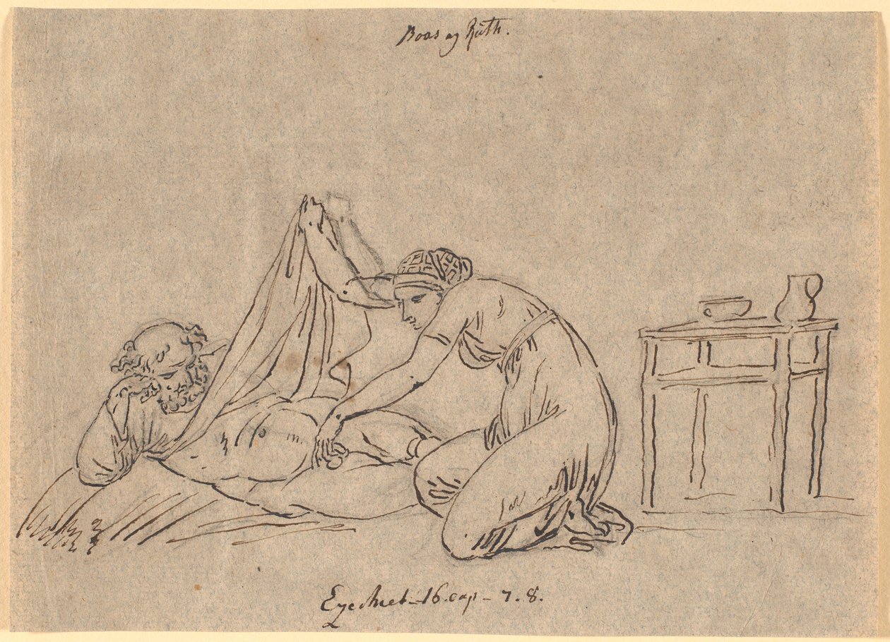 Ruth caressant Boaz - Nicolai Abildgaard