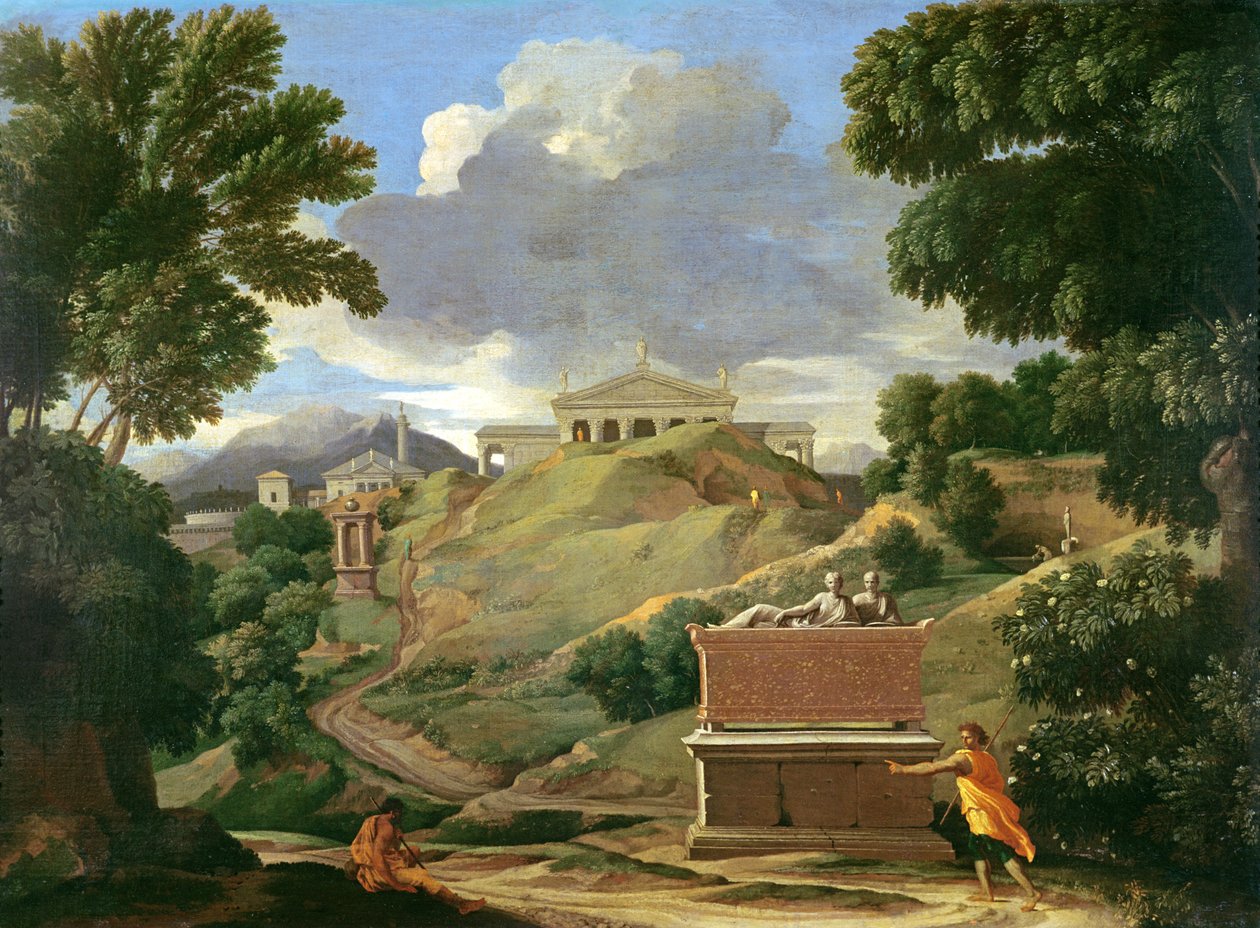 Paysage avec ruines classiques et sarcophage étrusque, vers 1634 - Nicolas Poussin