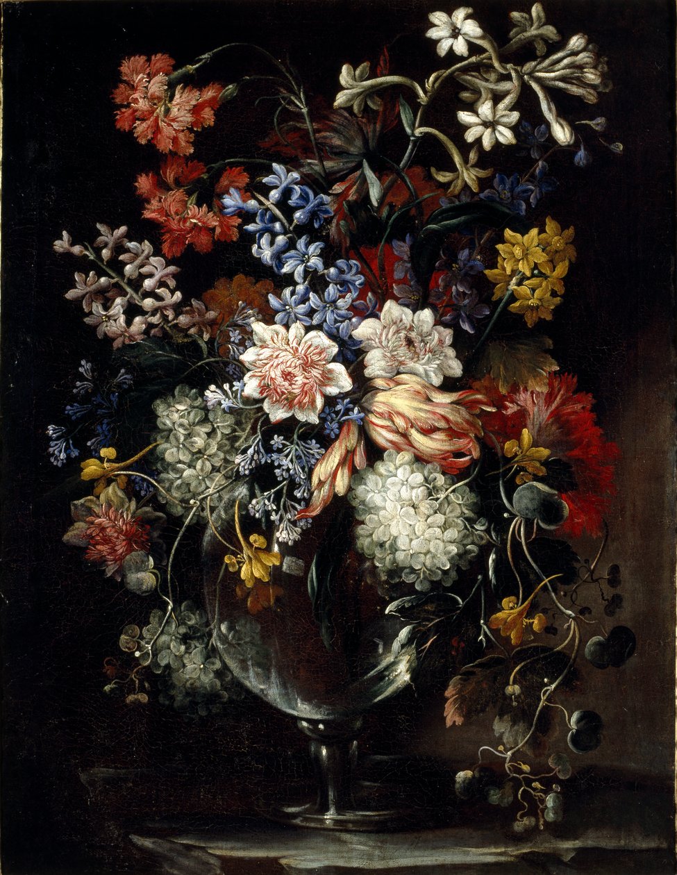 Fleurs dans un vase sur un rebord - Nicolas Baudesson