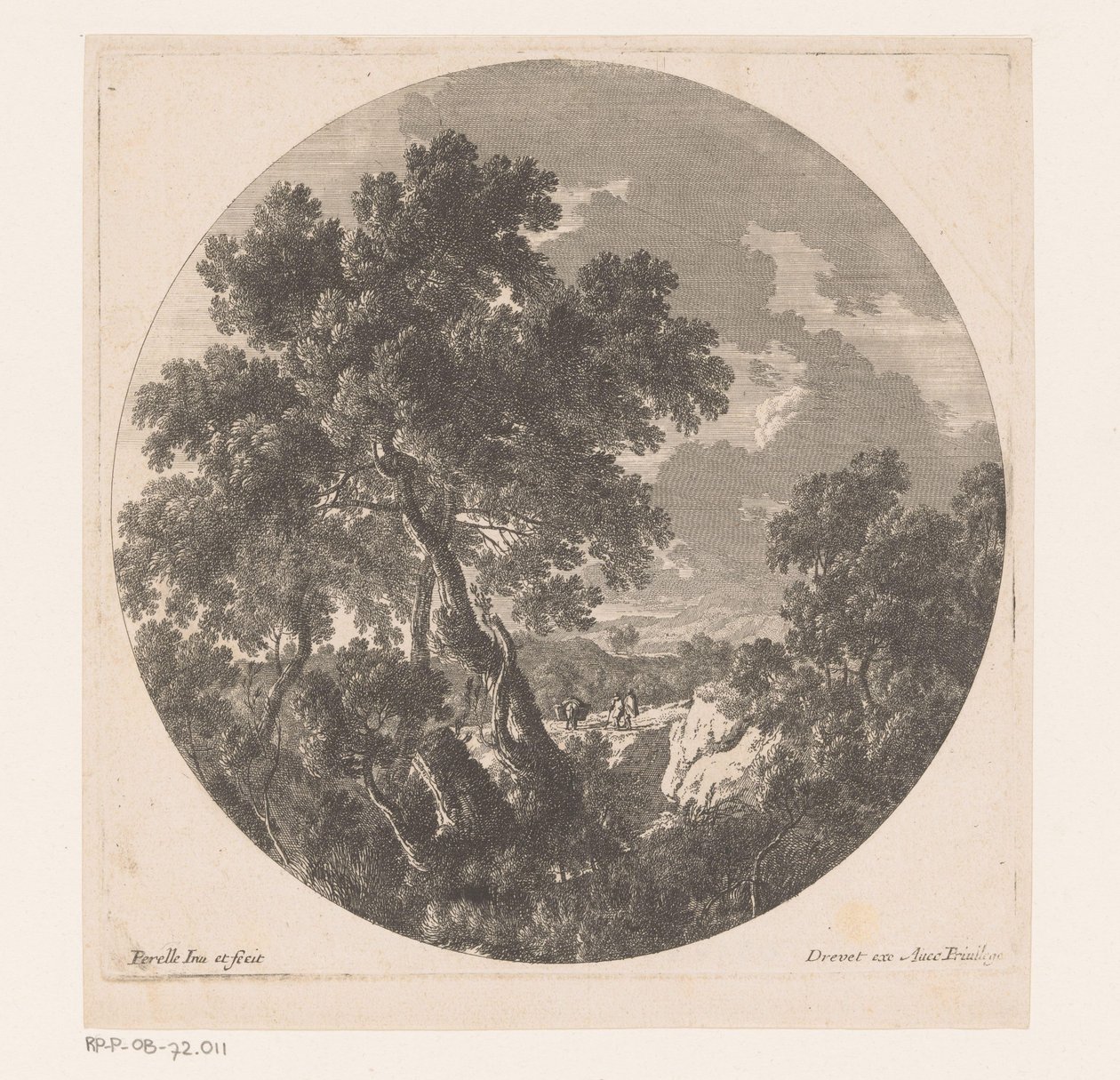 Paysage avec deux figures suivant un animal de bât - Nicolas Perelle