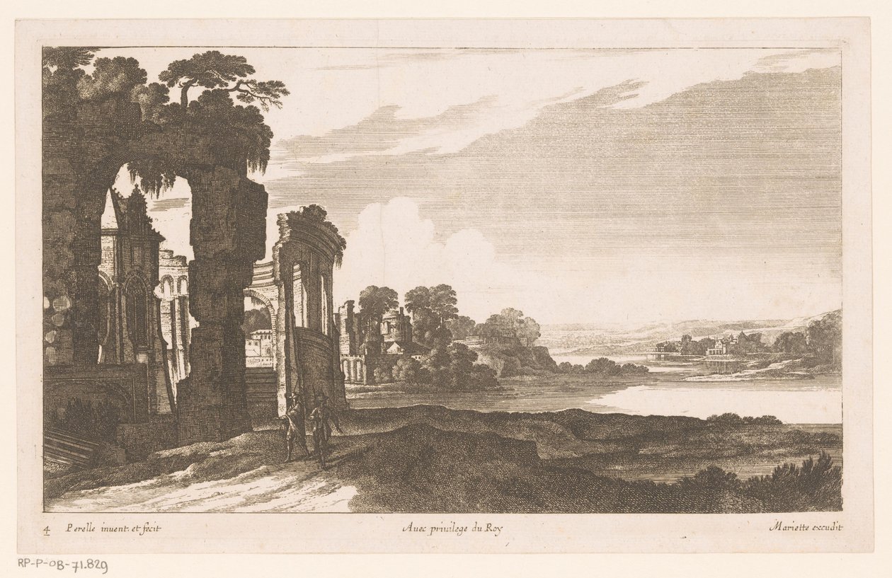 Paysage fluvial avec ruines envahies par la végétation - Nicolas Perelle