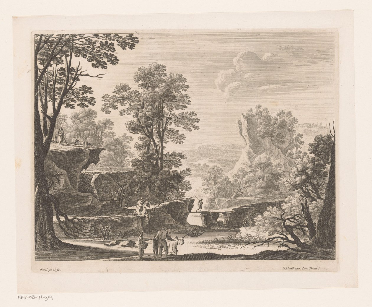 Pêcheurs sur des rochers près de la rivière - Nicolas Perelle