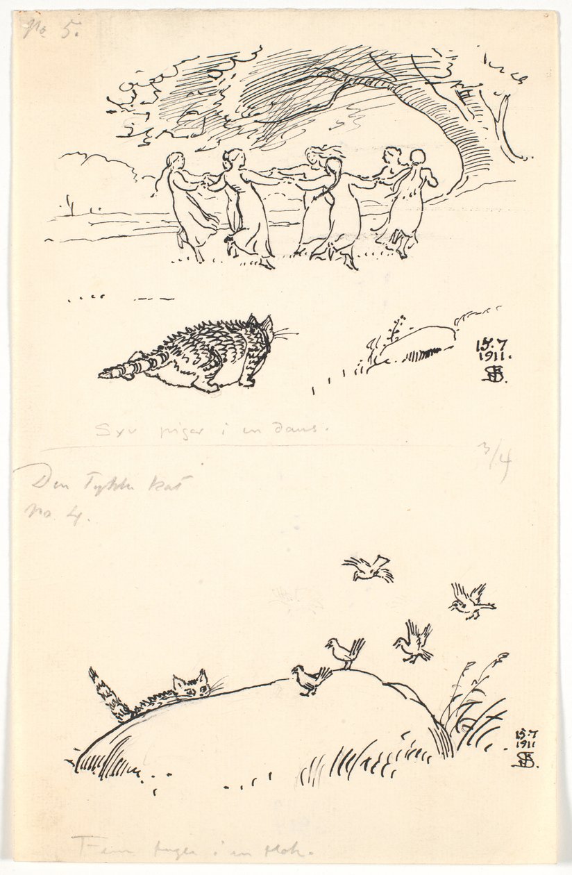 Deux esquisses pour "Le gros chat" - Niels Skovgaard