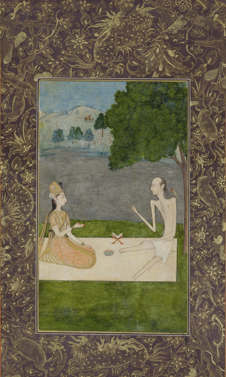 Laila et Majnun conversent sous un arbre, vers 1730 - Nihal Chand