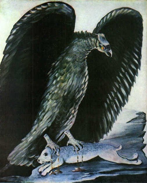 Un aigle avec un lièvre capturé - Niko Pirosmani