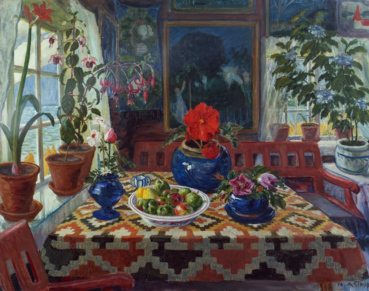 Intérieur avec un grand pot bleu - Nikolai Astrup