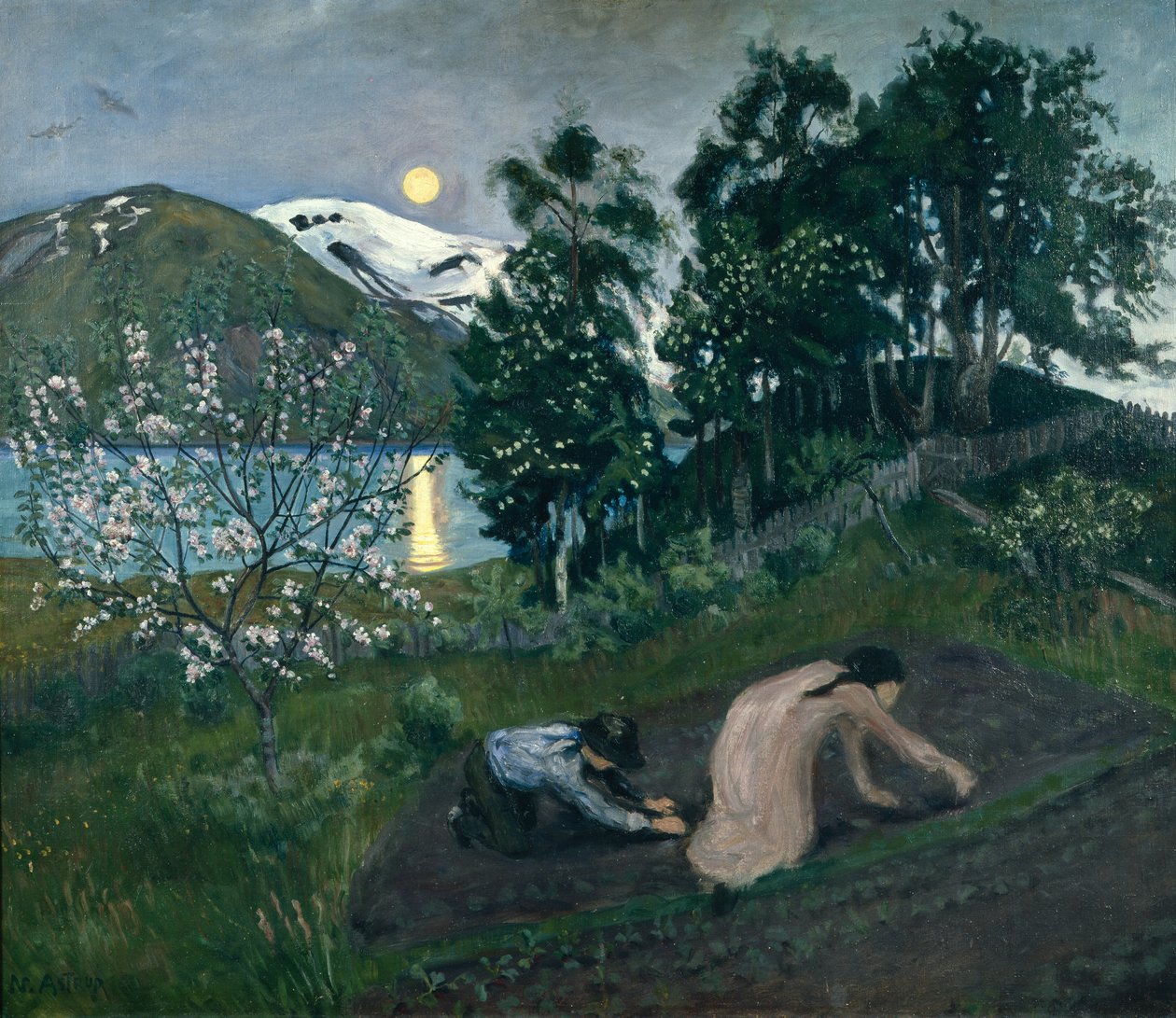 Nuit de printemps dans le jardin - Nikolai Astrup