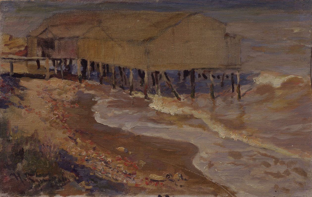 Une maison de bain à la plage - Nikolai Dmitrievich Kuznetsov