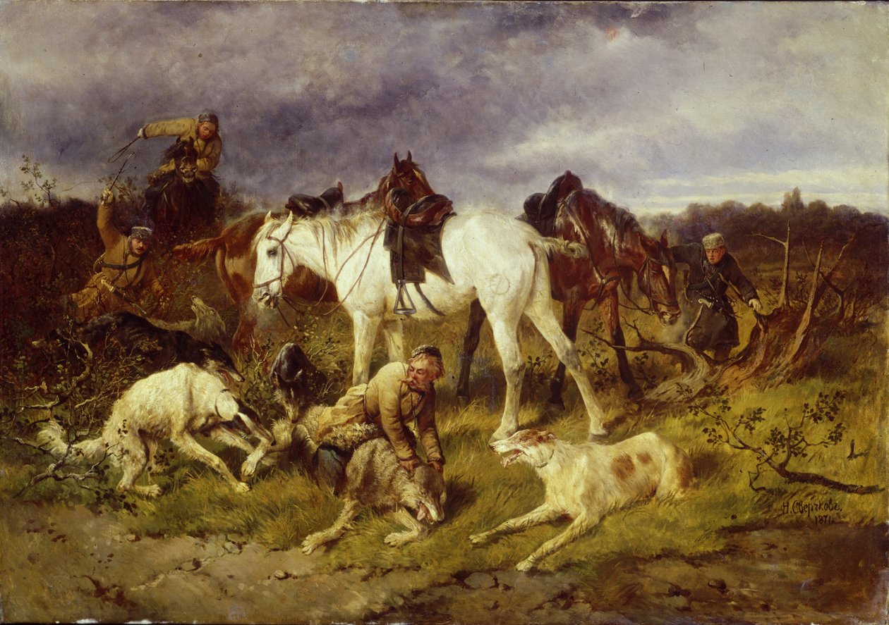 À la chasse, années 1870 - Nikolai Yegorovich Sverchkov