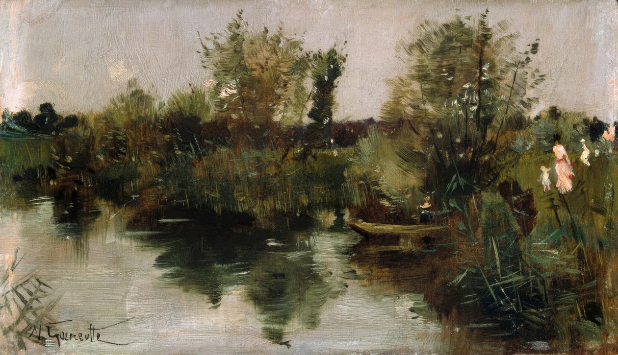 Paysage fluvial idyllique - Norbert Goeneutte