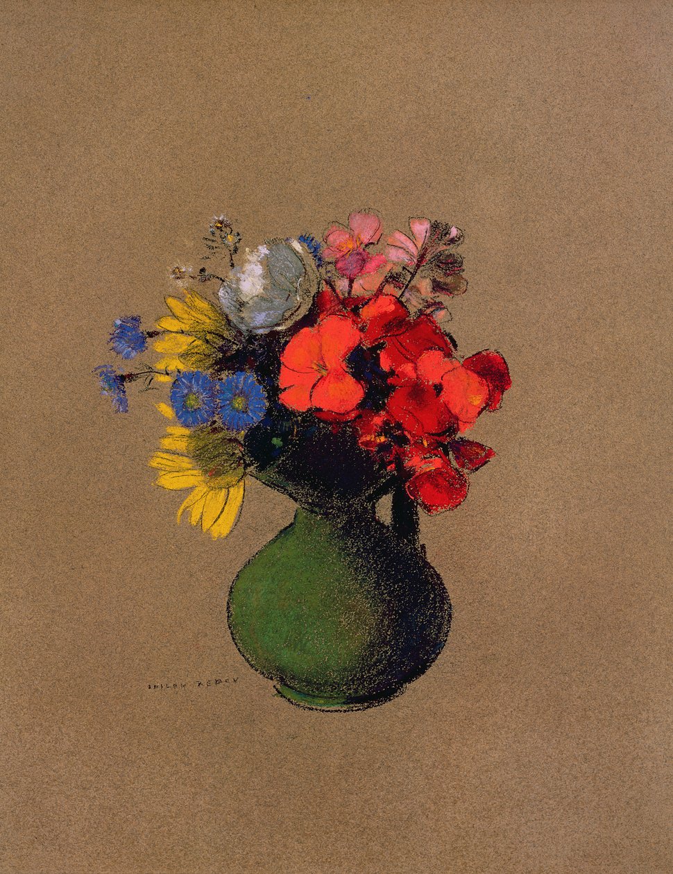 Géraniums et fleurs des champs - Odilon Redon
