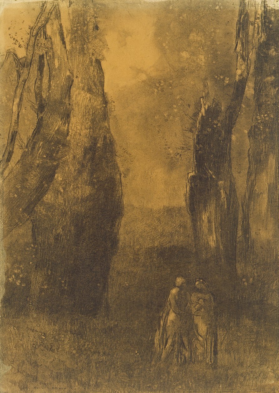 Amoureux dans un paysage rocheux - Odilon Redon