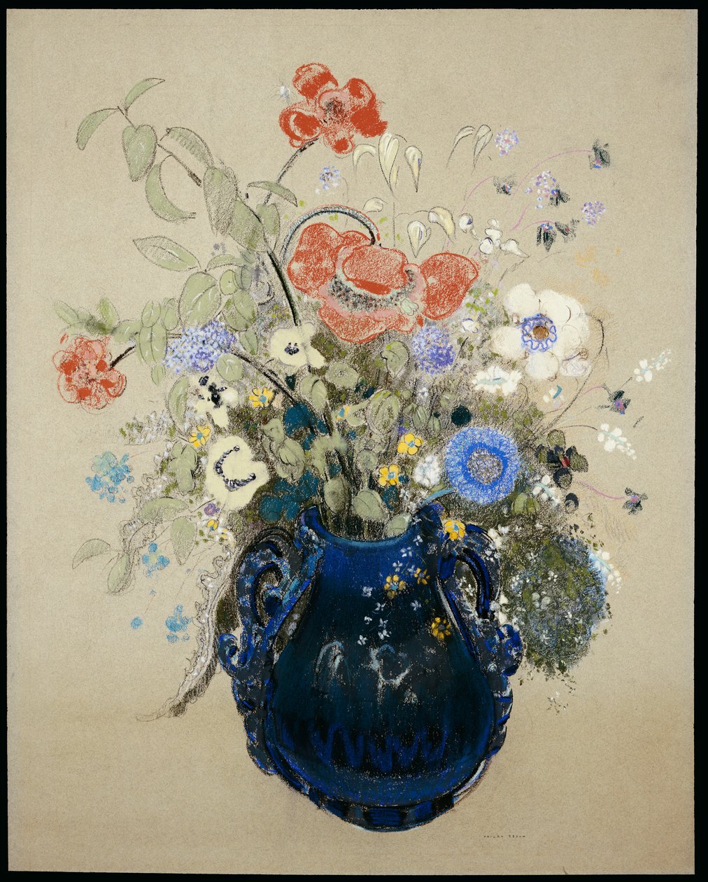 Un vase de fleurs bleues, vers 1905-08 - Odilon Redon