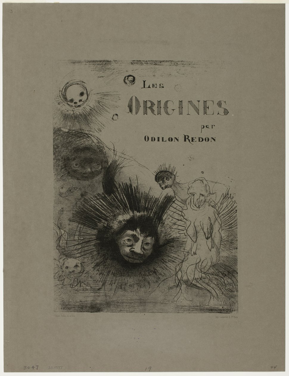 Couverture-Frontispice pour Les Origines - Odilon Redon