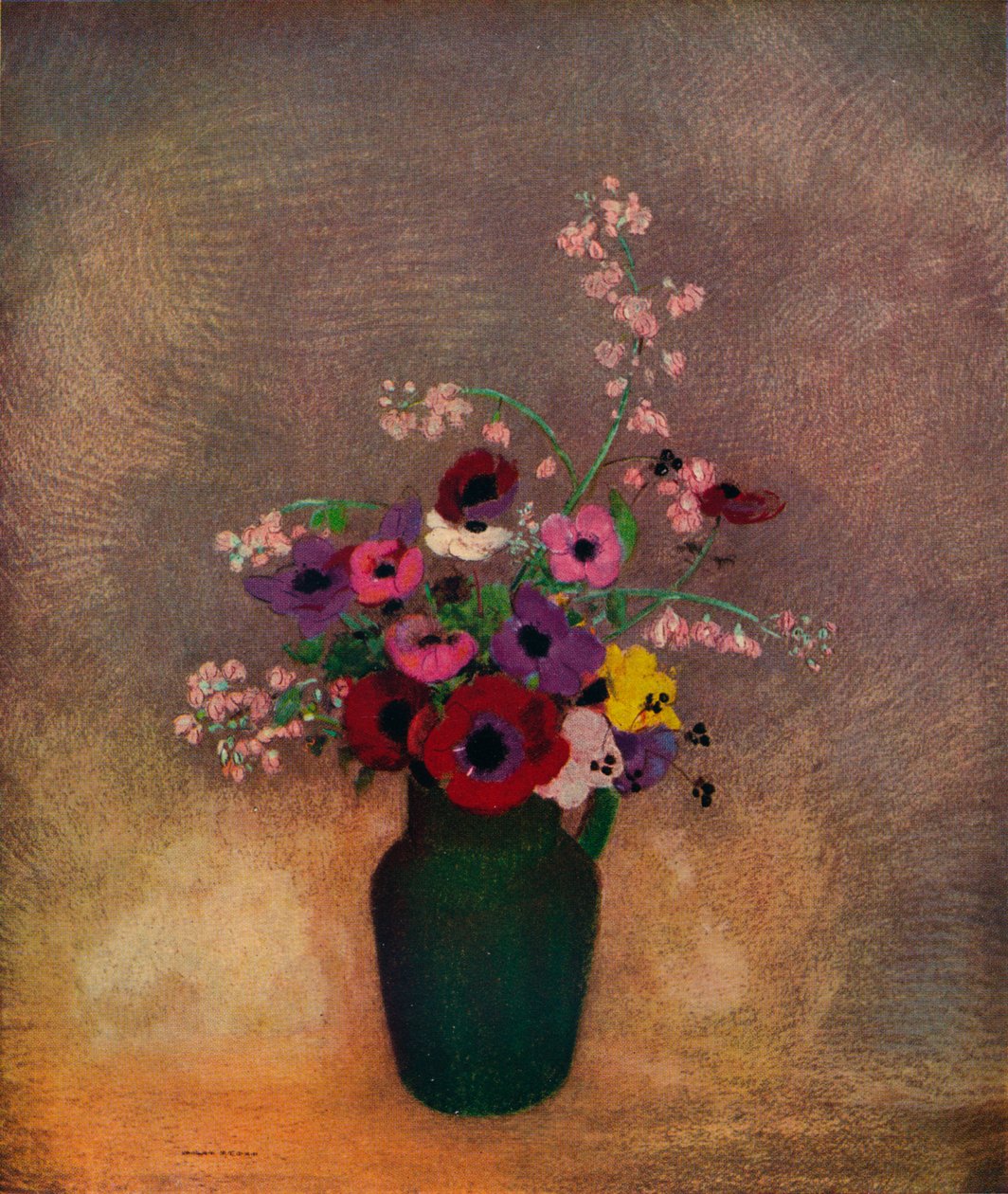 Fleurs dans un vase vert, c1910 - Odilon Redon