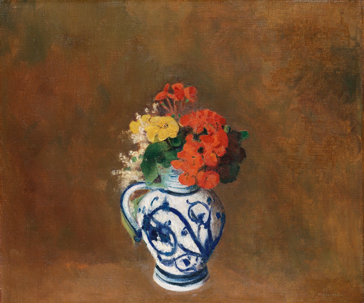 Fleurs dans un vase bleu, vers 1900 - Odilon Redon